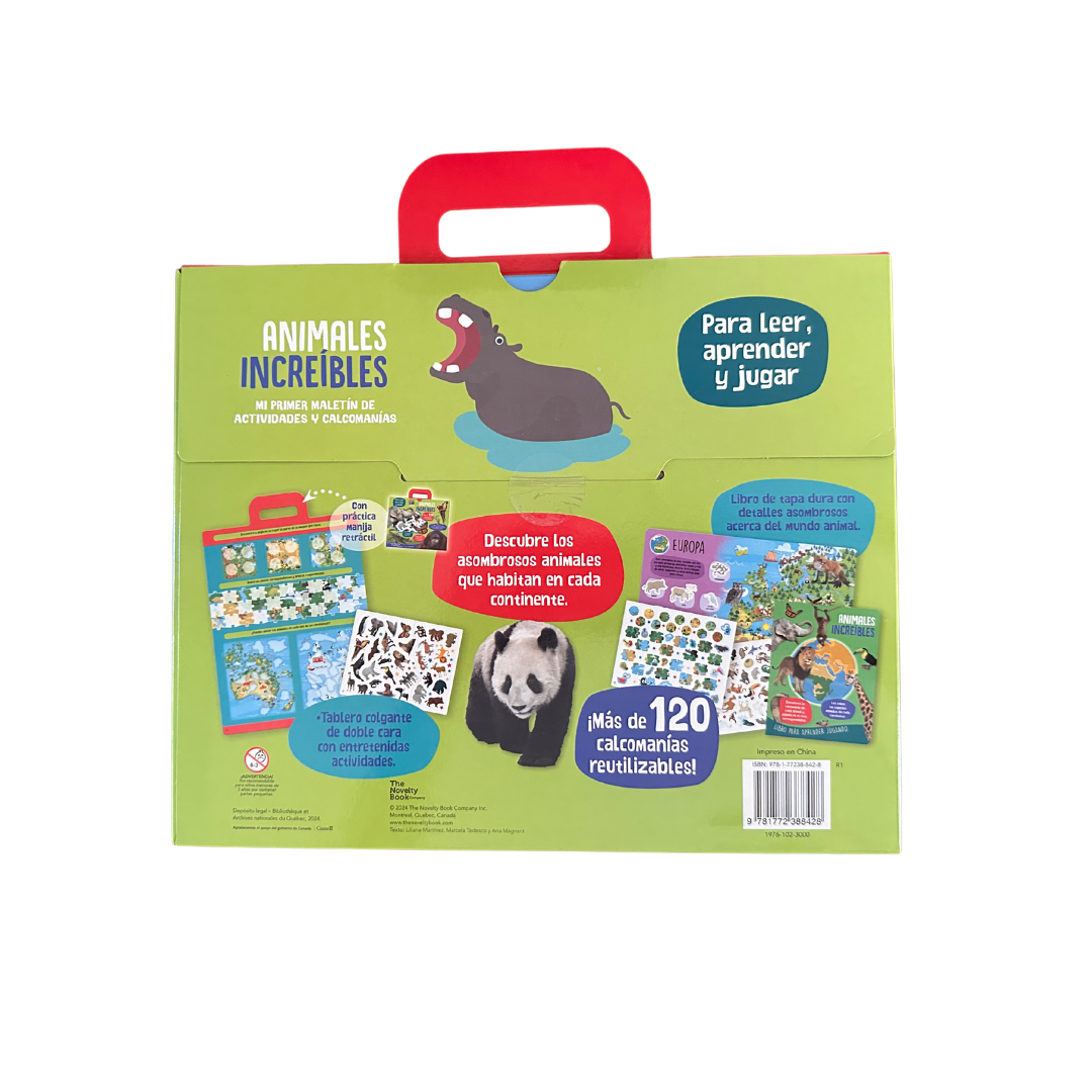 Mi primer maletín de actividades y calcomanías. Animales increíbles.