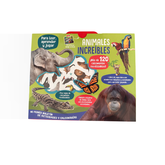 Mi primer maletín de actividades y calcomanías. Animales increíbles.