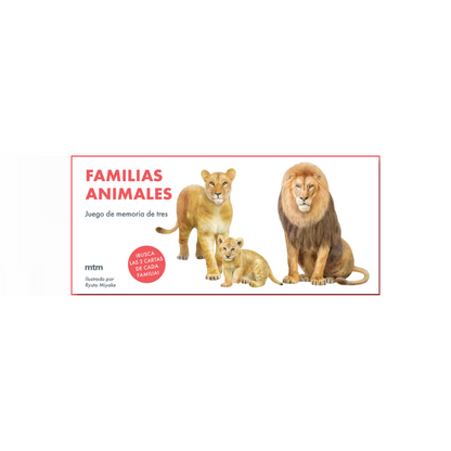Juego de memoria de tres. Familias animales.